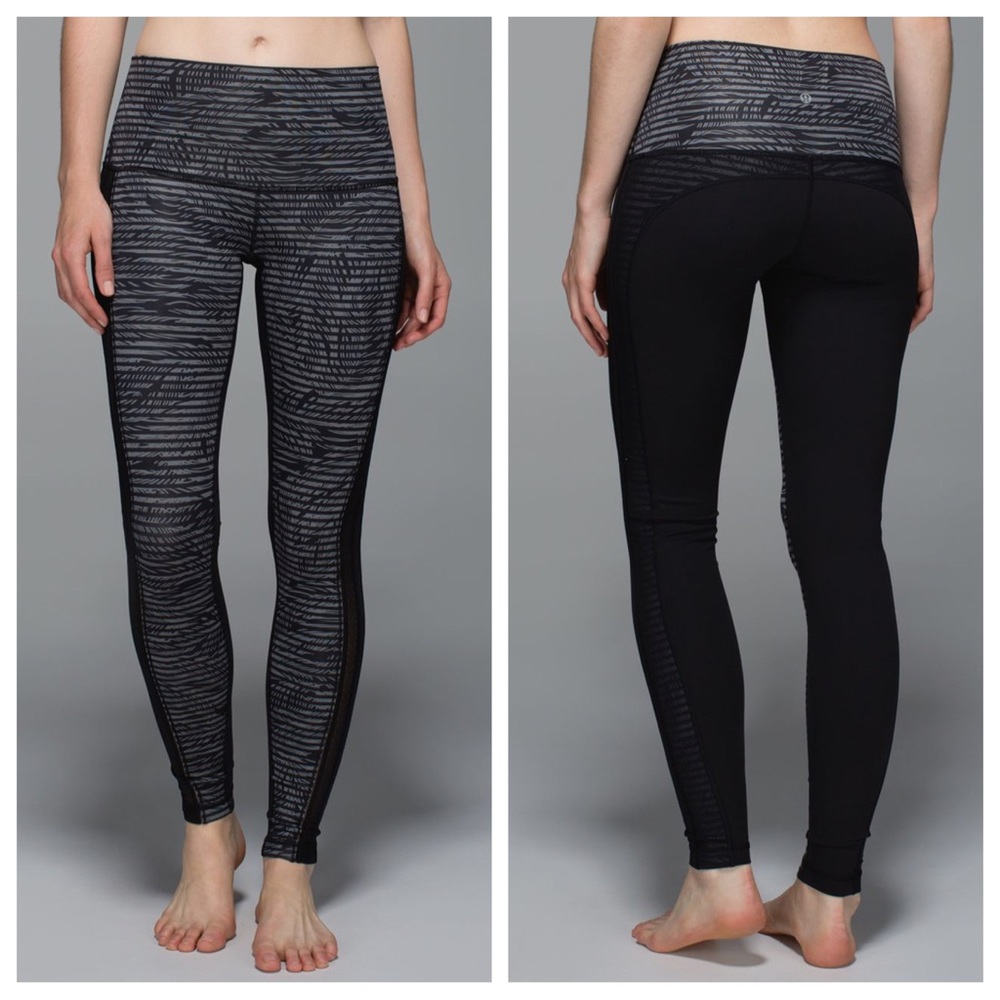 ⭐️ Lululemon Wunder Under Pant Luxtreme Roll Down Stripe Play Slate Black